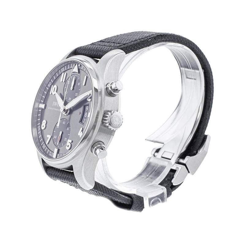 Montre d'occasion IWC Spitfire Chronographe homme automatique acier bracelet textile noir - vue 2