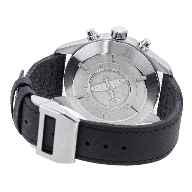 Montre d'occasion IWC Spitfire Chronographe homme automatique acier bracelet textile noir - vue 3