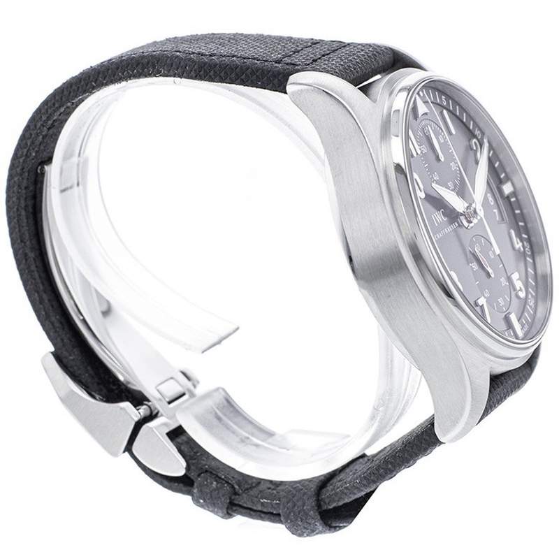 Montre d'occasion IWC Spitfire Chronographe homme automatique acier bracelet textile noir - vue D3