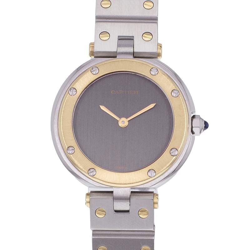 Montre d'occasion CARTIER Santos femme quartz bracelet or jaune 750/000 et acier - vue D1