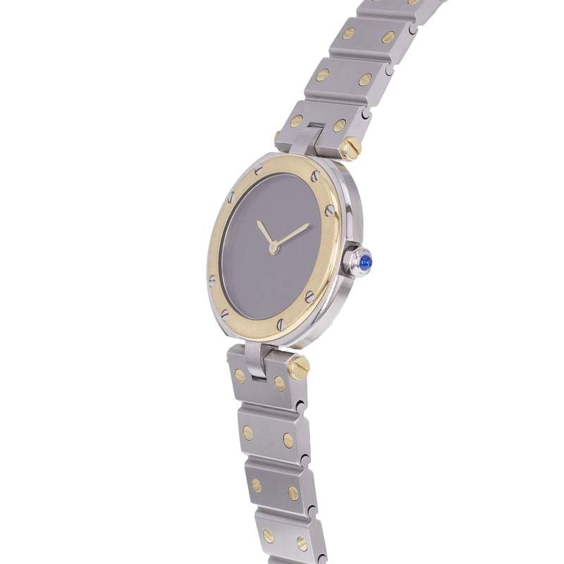 Montre d'occasion CARTIER Santos femme quartz bracelet or jaune 750/000 et acier - vue D2