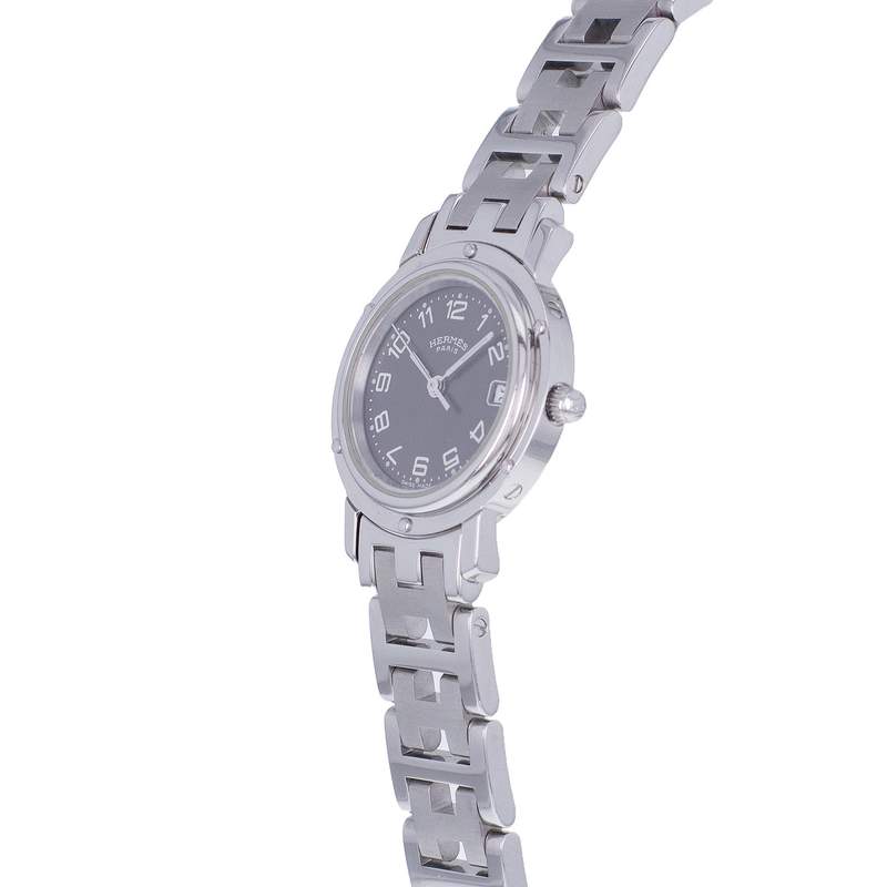 Montre d'occasion HERMES Clipper femme quartz bracelet acier - vue D2