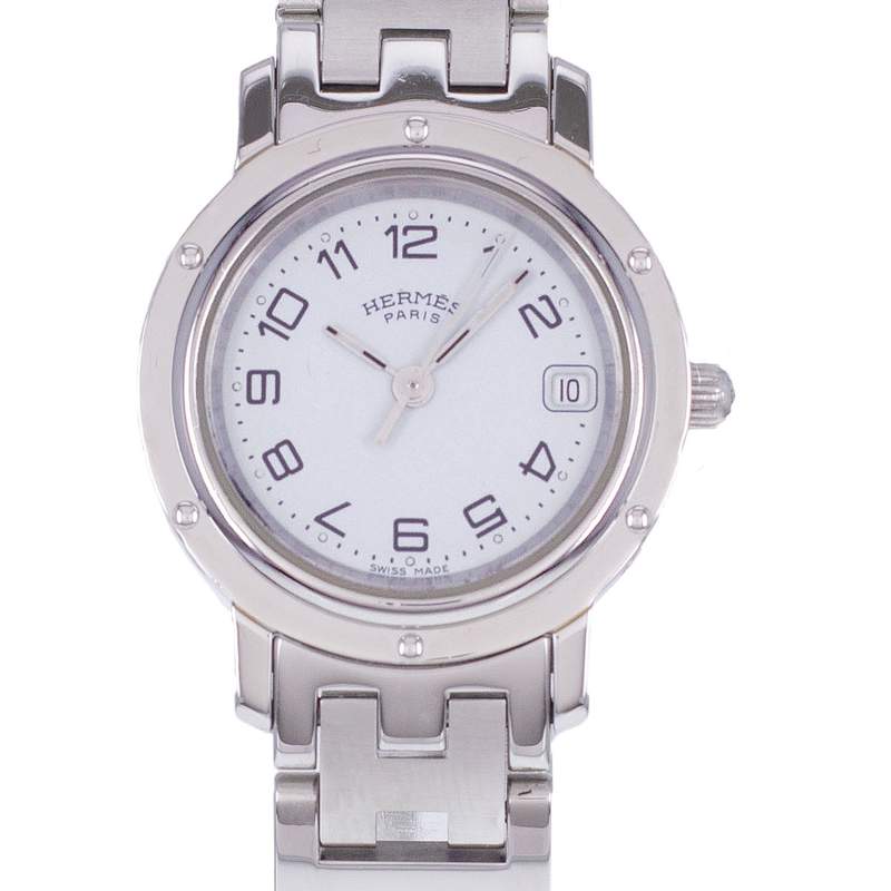 Montre d'occasion HERMES Clipper femme quartz bracelet acier - vue D1