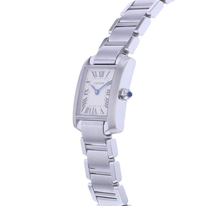 Montre d'occasion CARTIER Tank femme quartz bracelet acier - vue D2
