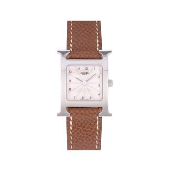 Montre d'occasion HERMES Heure H femme quartz bracelet cuir d'origine