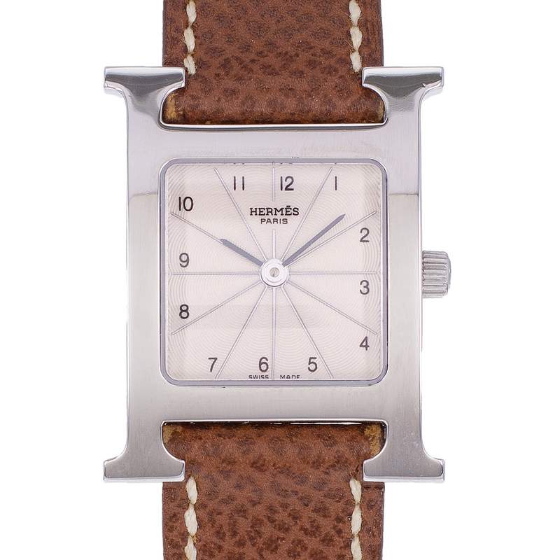 Montre d'occasion HERMES Heure H femme quartz bracelet cuir d'origine - vue D1