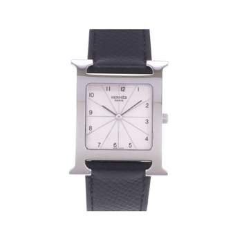 Montre d'occasion HERMES Heure H homme quartz bracelet cuir d'origine