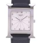 Montre d'occasion HERMES Heure H homme quartz bracelet cuir d'origine - vue D1