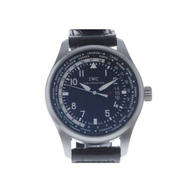 Montre d'occasion IWC Pilot Worldtimer homme automatique bracelet cuir d'origine - vue 1