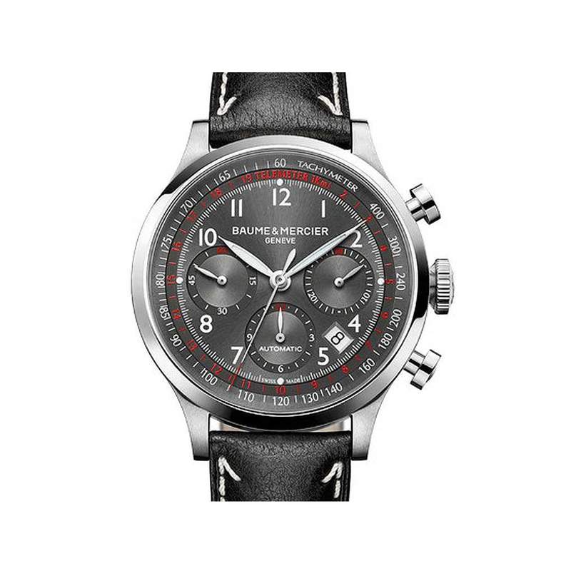 Montre d'occasion BAUME ET MERCIER Capeland Chronographe homme automatique bracelet cuir d'origine - vue 1