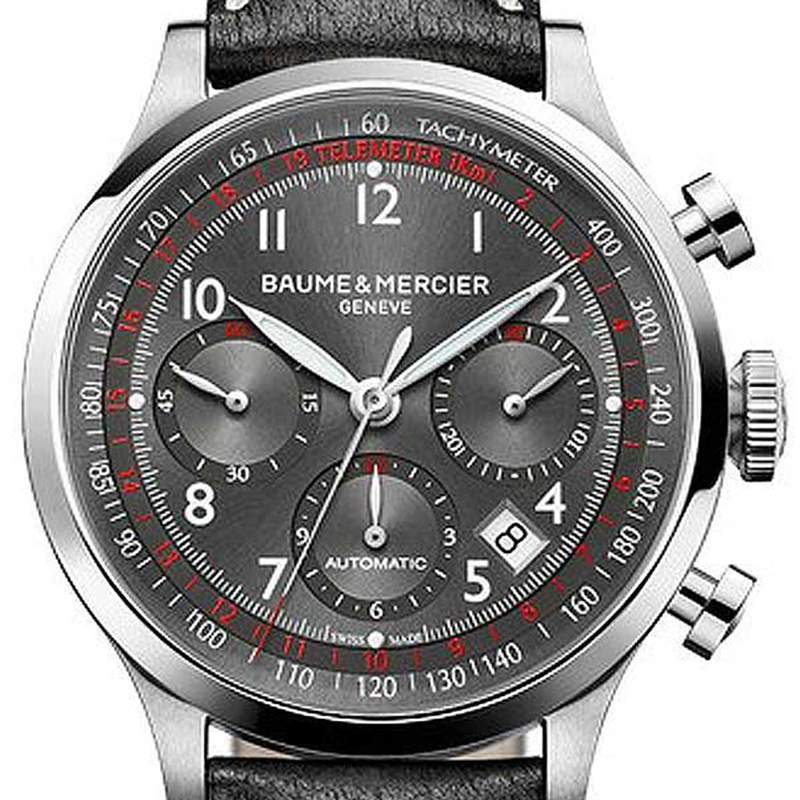 Montre d'occasion BAUME ET MERCIER Capeland Chronographe homme automatique bracelet cuir d'origine - vue D1
