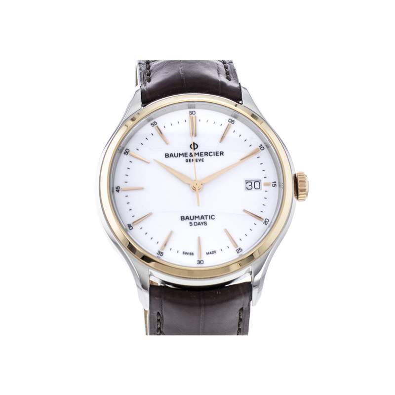 Montre d'occasion BAUME ET MERCIER Clifton Baumatic homme automatique bracelet cuir d'origine - vue 1