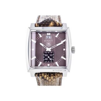 Montre d'occasion TAG HEUER Monaco Lady Diamants femme quartz bracelet cuir cresus