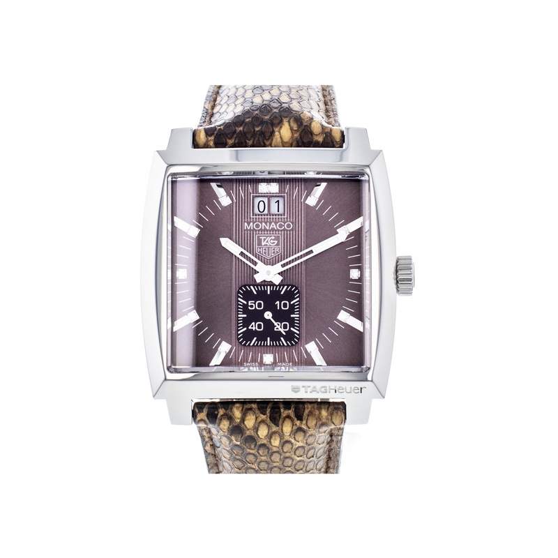 Montre d'occasion TAG HEUER Monaco Lady Diamants femme quartz bracelet cuir cresus - vue 1