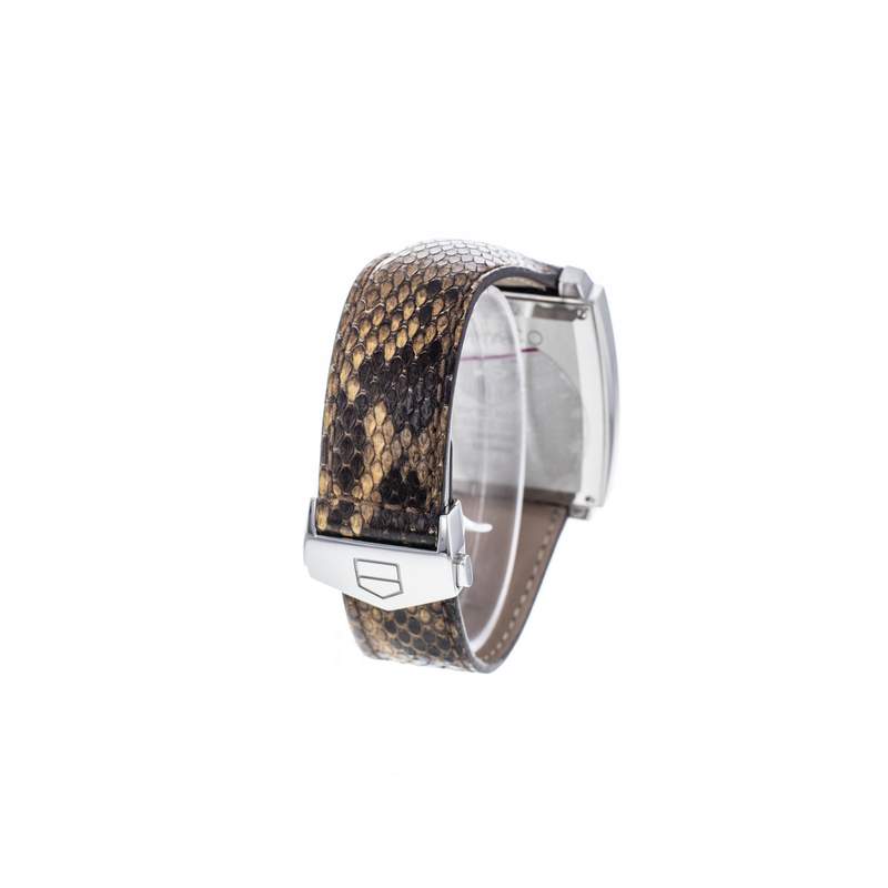 Montre d'occasion TAG HEUER Monaco Lady Diamants femme quartz bracelet cuir cresus - vue D4