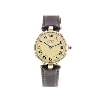 Montre d'occasion CARTIER Must Vendôme femme quartz bracelet cuir cresus