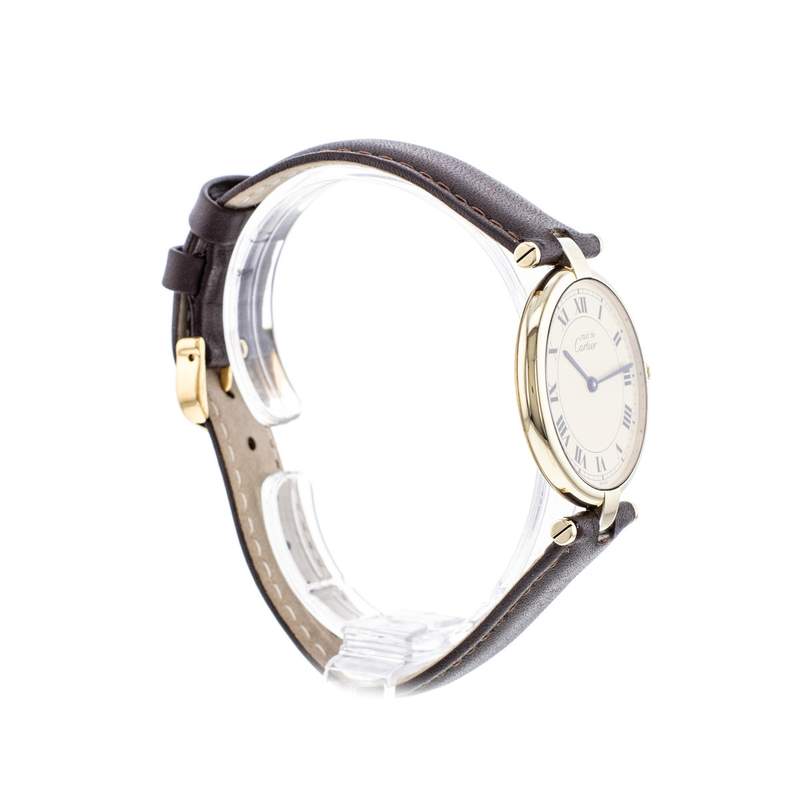 Montre d'occasion CARTIER Must Vendôme femme quartz bracelet cuir cresus - vue 2