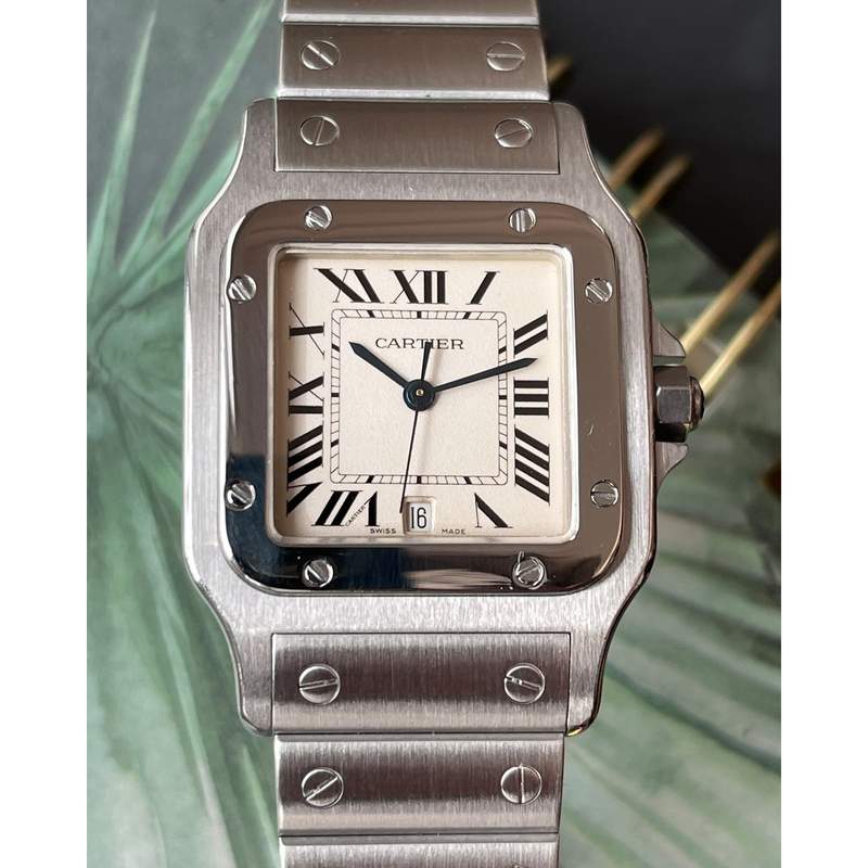 Montre d'occasion CARTIER Santos Galbée mixte quartz bracelet acier - vue D3
