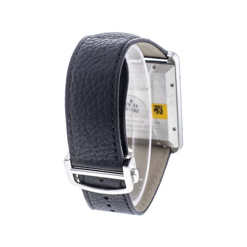 Montre d'occasion CARTIER Tank Must XL homme automatique bracelet cuir d'origine - vue D4