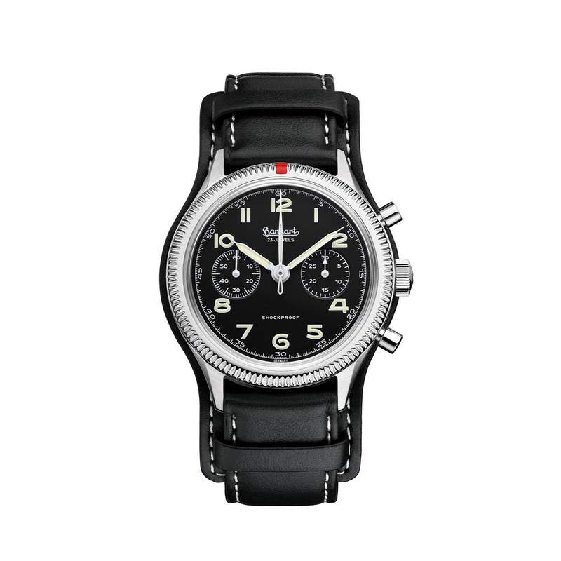 Montre d'occasion HANHART 1882 417ES - 42mm homme mécanique bracelet cuir d'origine - vue 4