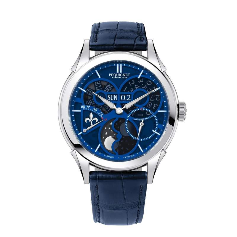 Montre d'occasion PEQUIGNET Royale Saphir homme automatique bracelet cuir d'origine - vue 1