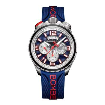 Montre d'occasion BOMBERG Bolt-68 Heritage Blue and Red homme quartz bracelet caoutchouc