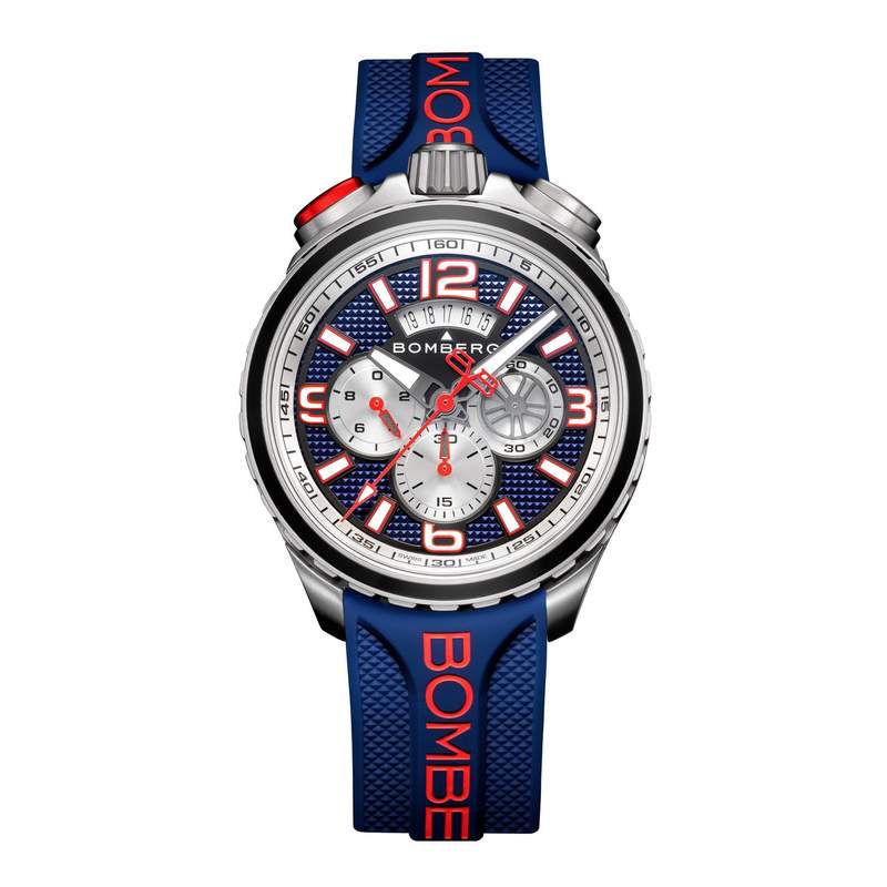Montre d'occasion BOMBERG Bolt-68 Heritage Blue and Red homme quartz bracelet caoutchouc - vue 1