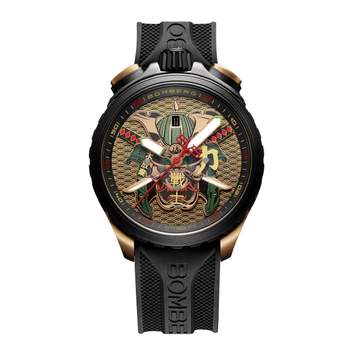 Montre d'occasion BOMBERG Bolt-68 Heritage Golden Samourai homme quartz bracelet caoutchouc