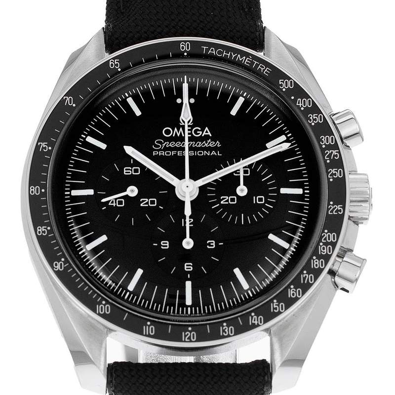 Montre d'occasion OMEGA Speedmaster Moonwatch homme mécanique bracelet textile - vue D1
