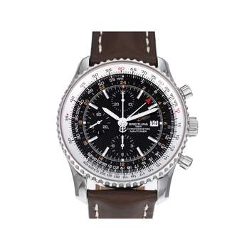 Montre d'occasion BREITLING Navitimer World homme automatique bracelet cuir d'origine