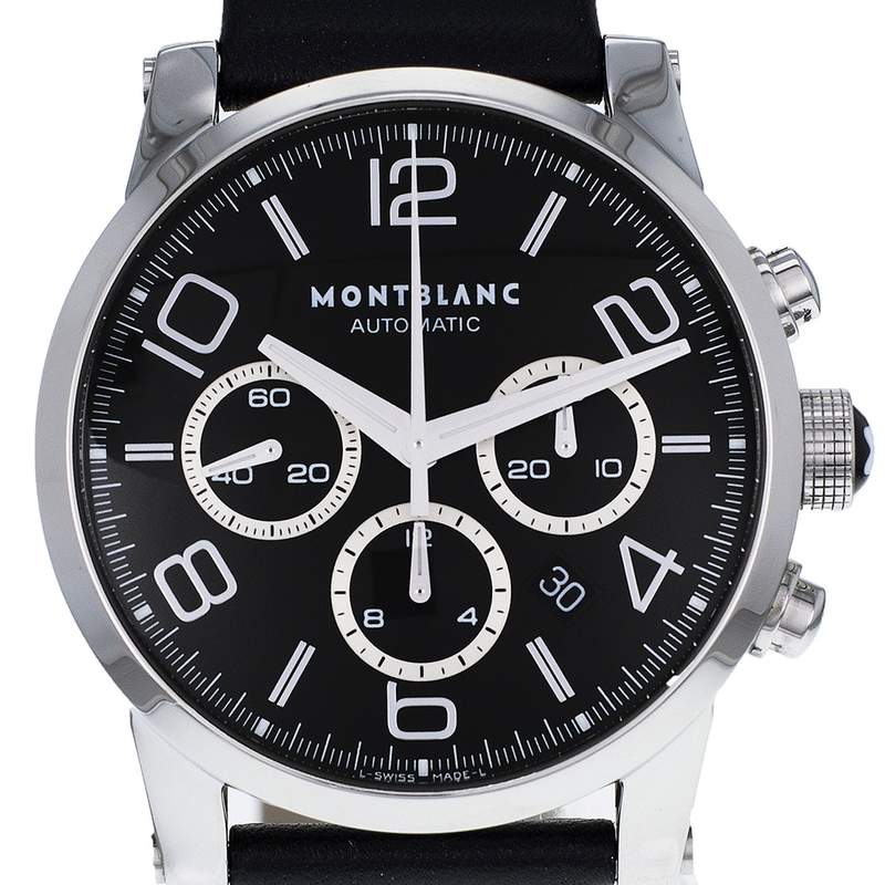 Montre d'occasion MONT BLANC Timewalker Chronograph homme automatique bracelet cuir cresus - vue D1