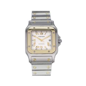 Montre d'occasion CARTIER Santos Galbée mixte automatique bracelet or jaune 750/000 et acier