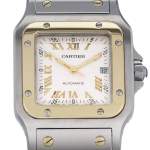 Montre d'occasion CARTIER Santos Galbée mixte automatique bracelet or jaune 750/000 et acier - vue D1