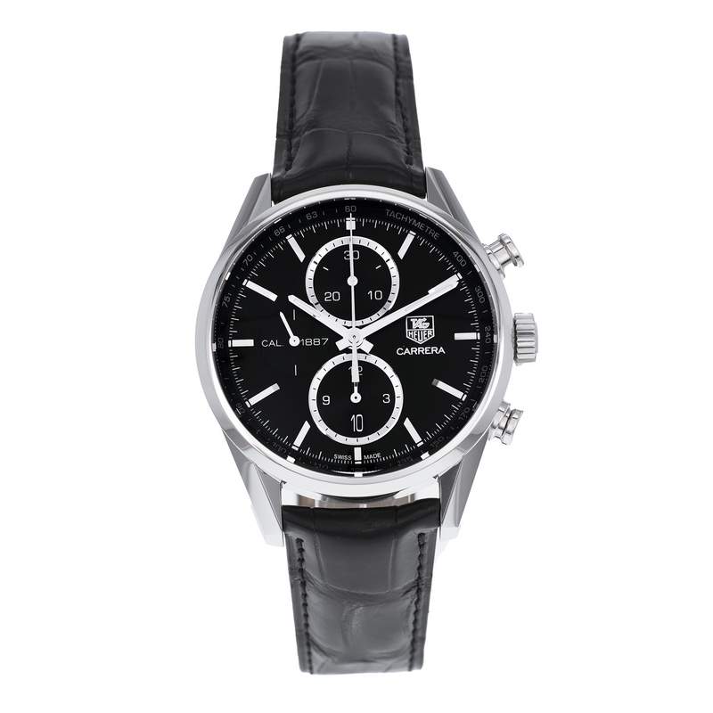 Montre d'occasion TAG HEUER Carrera Calibre 1887 homme automatique bracelet cuir d'origine - vue 1