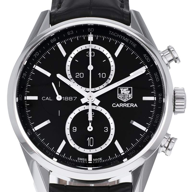 Montre d'occasion TAG HEUER Carrera Calibre 1887 homme automatique bracelet cuir d'origine - vue D1