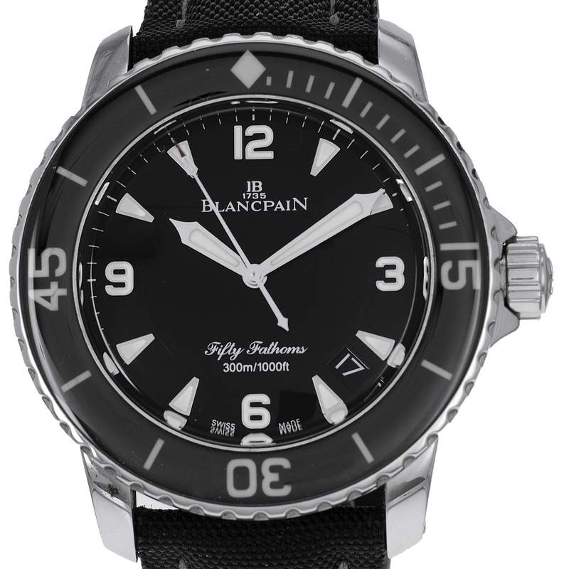 Montre d'occasion BLANCPAIN Fifty Fathoms homme automatique bracelet cuir cresus - vue D1