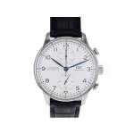 Montre d'occasion IWC Portugaise Chronographe homme automatique bracelet cuir d'origine - vue 1