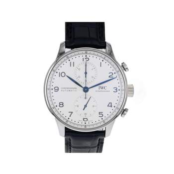 Montre d'occasion IWC Portugaise Chronographe homme automatique bracelet cuir d'origine