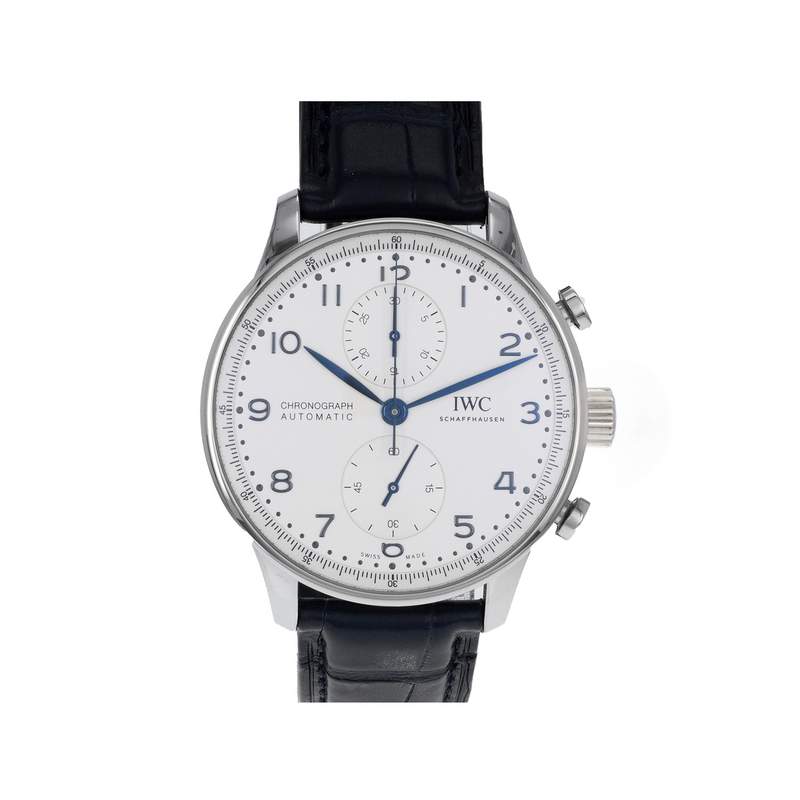 Montre d'occasion IWC Portugaise Chronographe homme automatique bracelet cuir d'origine - vue 1