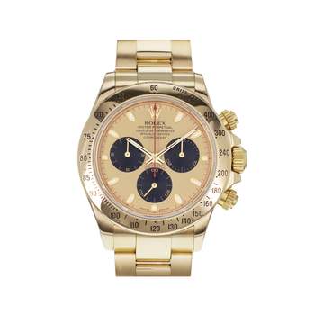 Montre d'occasion ROLEX Cosmograph Daytona homme mouvement automatique certifié (cosc) bracelet or jaune 750/000
