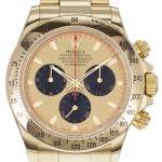 Montre d'occasion ROLEX Cosmograph Daytona homme mouvement automatique certifié (cosc) bracelet or jaune 750/000 - vue D1