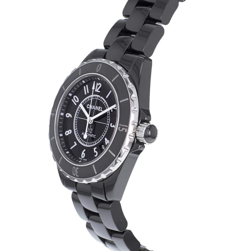 Montre d'occasion CHANEL J12 Noire mixte automatique bracelet céramique - vue D2