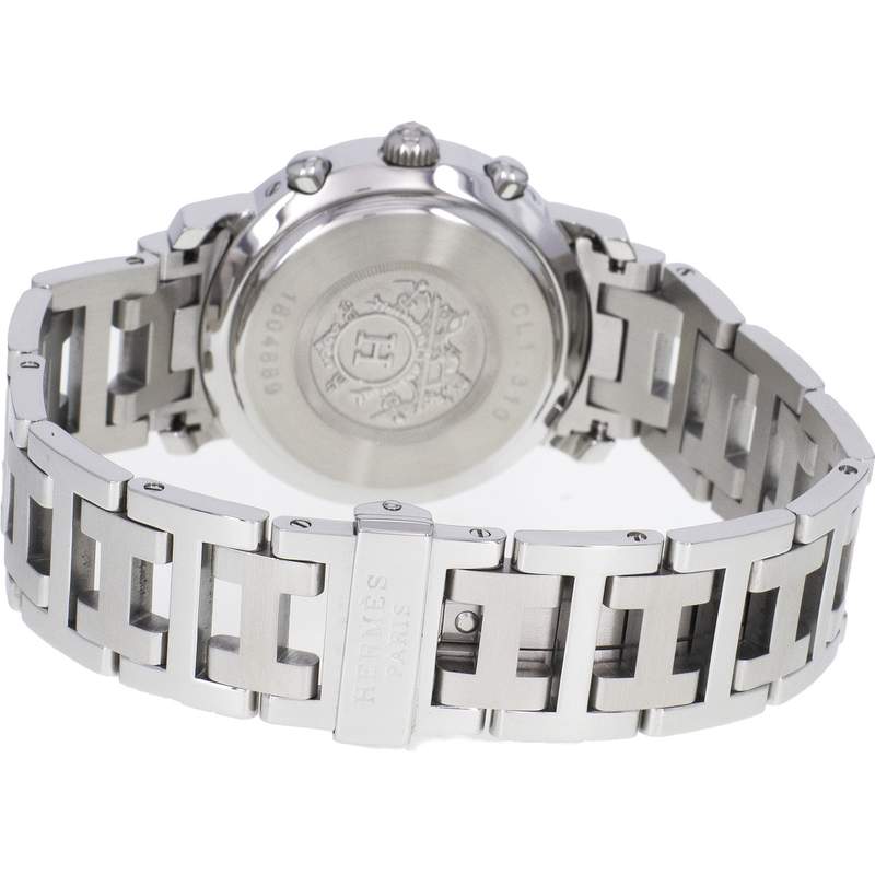Montre d'occasion HERMES Clipper Chronographe Lady femme quartz bracelet acier - vue 3