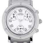 Montre d'occasion HERMES Clipper Chronographe Lady femme quartz bracelet acier - vue D1