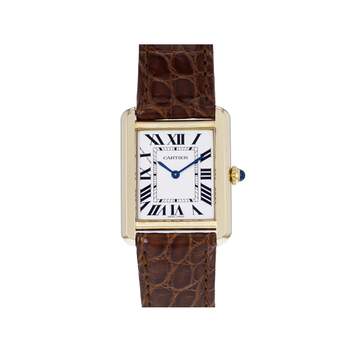 Montre d'occasion CARTIER Tank Solo femme quartz bracelet cuir d'origine
