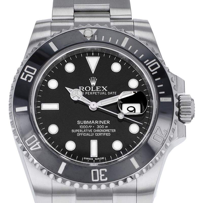 Montre d'occasion ROLEX Submariner Date homme mouvement automatique certifié (cosc) bracelet acier - vue D1