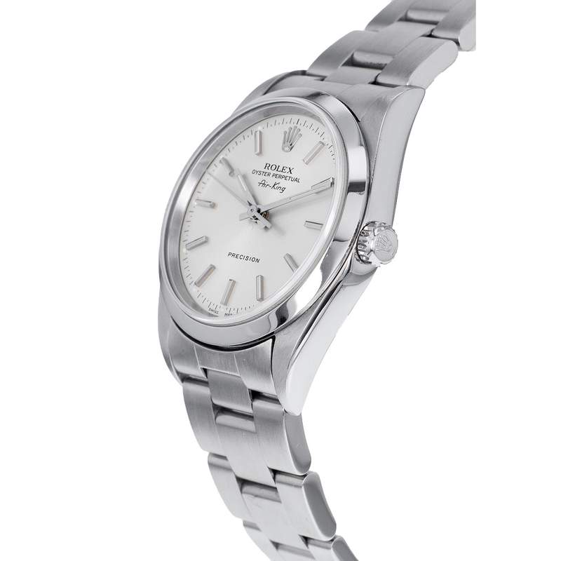 Montre d'occasion ROLEX Air King Precision mixte automatique bracelet acier - vue D2