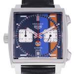 Montre d'occasion TAG HEUER Monaco Steve McQueen Gulf Limited Edition homme automatique bracelet cuir d'origine - vue D1