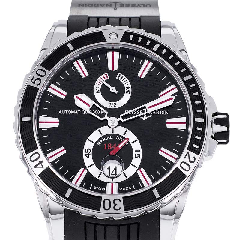 Montre d'occasion ULYSSE NARDIN Maxi Marine Diver homme mouvement automatique certifié (cosc) bracelet caoutchouc - vue D1