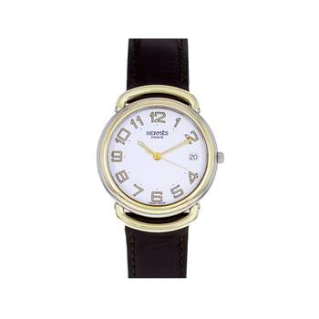 Montre d'occasion HERMES Pullman Kingsize mixte quartz bracelet cuir cresus